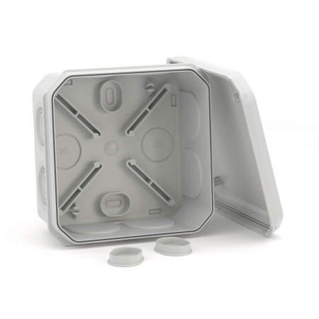 DKC Коробка ответвительная с 8+2 кабельными вводами д.20/20мм,IP55,85х85х40мм