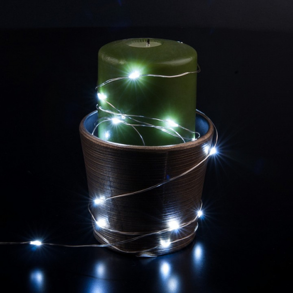 Гирлянда нить 'Роса' белый на батарейках 3м IP20 400-006 белый 3м IP20 Eurosvet Роса