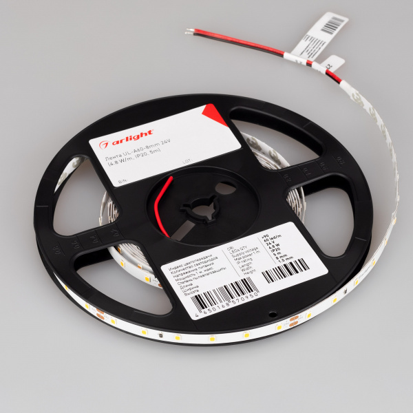 Arlight Лента UL-A60-8mm 24V Warm3500 (7.2 W/m, IP20, 5m) (7 лет)