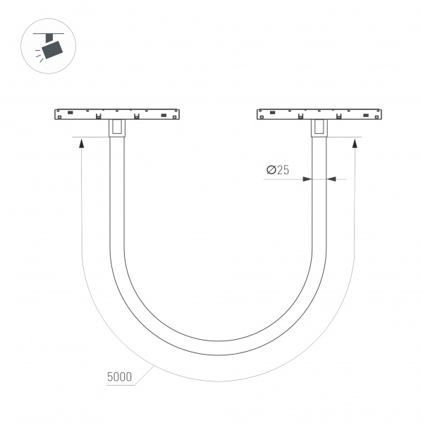 Arlight Светильник MAG-ORIENT-TUBE-ELASTIC-R25-L5000-70W Warm3000 (BK, 360 deg, 48V) (IP20 Металл, 3 года)