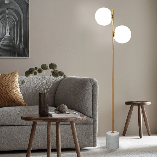 Напольный светильник со стеклянными плафонами 01158/2 латунь Eurosvet Marbella