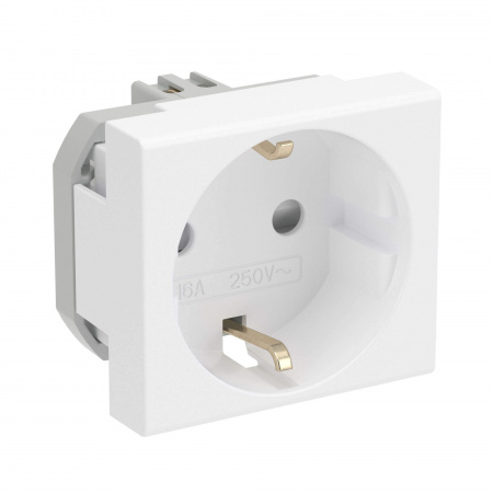 DKC Розетка силовая 2Р+Е, со шторками, «Viva», 2 мод., цвет белый