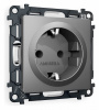Комплект механизма электрической розетки ALFA MA657010 Антрацит серый с заземлением и шторками 2P+E 16A-250V QUANT