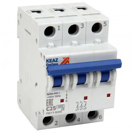 КЭАЗ OptiDin BM63 Автоматический выключатель 3P 16A D 6кА AC (BM63-3D16-УХЛ3)