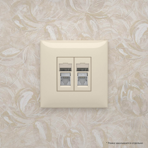 DKC Avanti Ванильная дымка Компьютерная розетка RJ-45 двойная  категория 5e экранированная