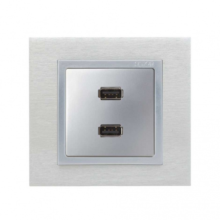 Simon 82 Detail Алюминий Накладка Розетки USB 2-ой 2.0 типа A, мама (7501090-039)