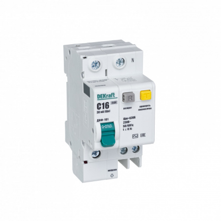 DEKraft ДИФ-101 Дифференциальный автоматический выключатель 1P+N 16А 30мА тип AC (С)