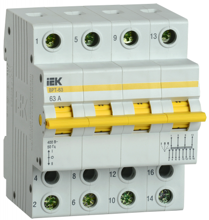 IEK KARAT Выключатель-разъединитель трехпозиционный ВРТ-63 4P 63А