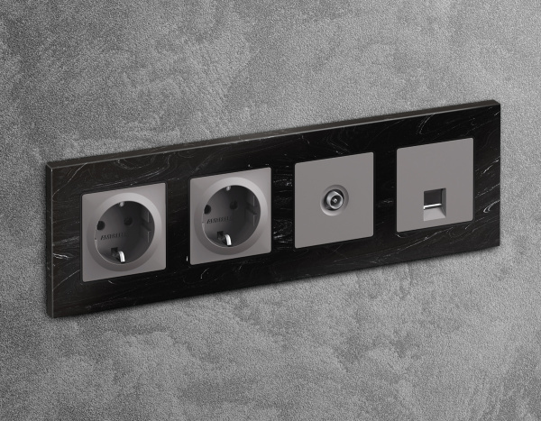 Лицевая панель ALFA (Сталь матовый) для TV розетки QUANT AP5130