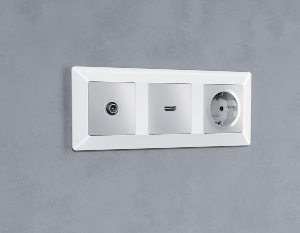 Лицевая панель ALFA (Серебро глянец) для HDMI розетки QUANT AP4140