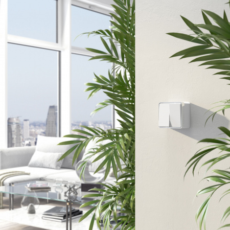 Выключатель  двухклавишный  Gallant белый W5020001