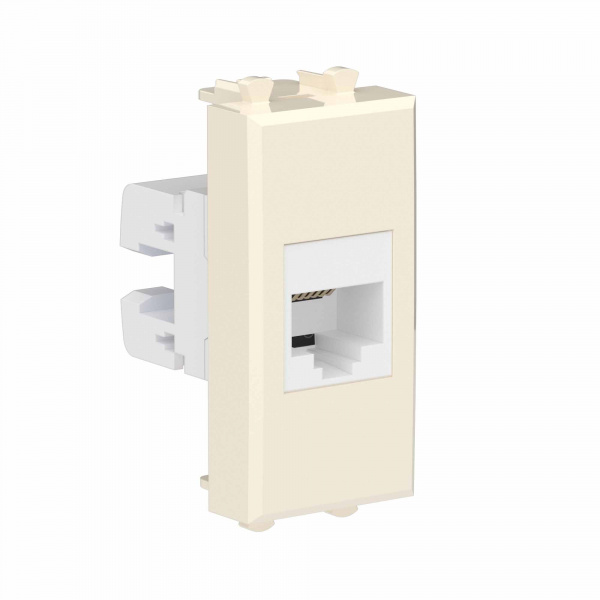 DKC Avanti Телефонная розетка RJ-12 без шторки модульная, Ванильная дымка, 1 модуль