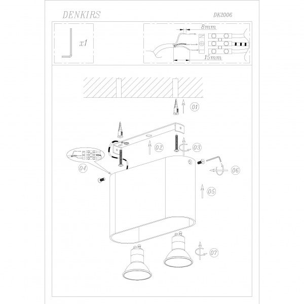 DK2006-WH Светильник накладной IP 20, 50 Вт, GU10, белый, алюминий