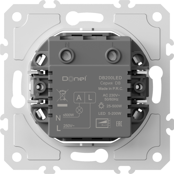 Donel Светорегулятор поворотный Triac, LED 200 Вт (акт.нагрузка макс. 500Вт), серия DB, DB200LED