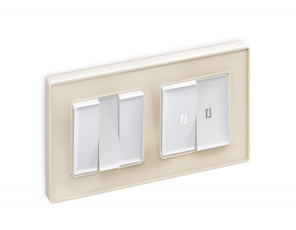 Комплект механизма 2-клавишного выключателя с подсветкой 5600K ALFA MA124015 Белый матовый QUANT