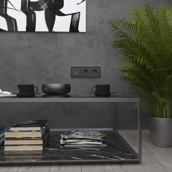 Рамка из металла на 3 поста Аluminium черный алюминий W0031708