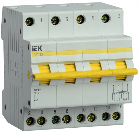 IEK KARAT Выключатель-разъединитель трехпозиционный ВРТ-63 4P 25А