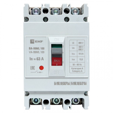 EKF Basic Автоматический выключатель ВА-99МL 100/ 63А 3P 18кА