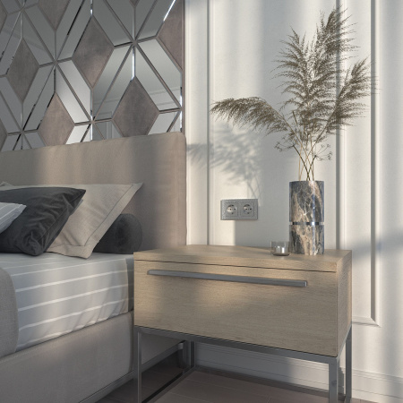 Розетка с заземлением и шторками (Hammaer серебряный) W1271106