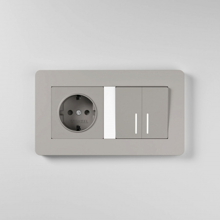 Рамка из поликарбоната на 2 поста Split дымчатый/белый, soft-touch W0023067