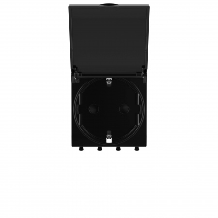 DKC Avanti Черный квадрат Розетка с крышкой 2P+E со шторками 2 модуля