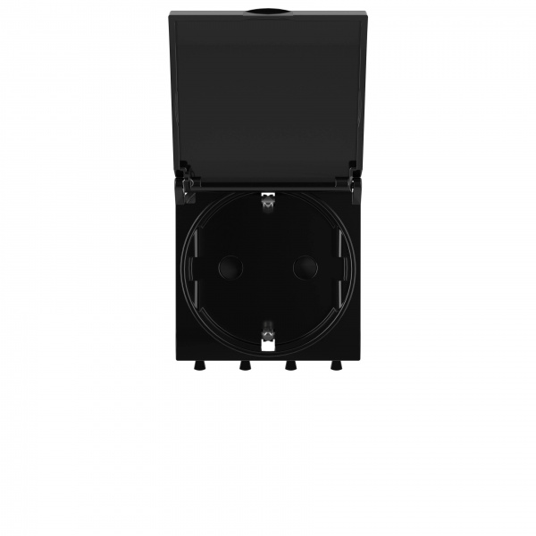 DKC Avanti Черный квадрат Розетка с крышкой 2P+E со шторками 2 модуля