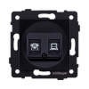 Розетка двойная RJ11 + RJ45 Cat.6, черный Kollinger REA-011BK для Aspekt, Eleganz, Reflex