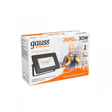 Прожектор светодиодный Gauss Elementary 30W 3000К 613527130