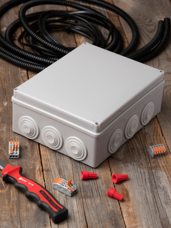 EKF PROxima Коробка распаячная КМР-050-043 пылевлагозащитная, 12 мембранных вводов, уплотнительный шнур (240х190х90)