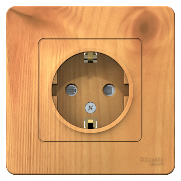 SE Blanca внутр Ясень Розетка с/з со шторками, 16А, 250В