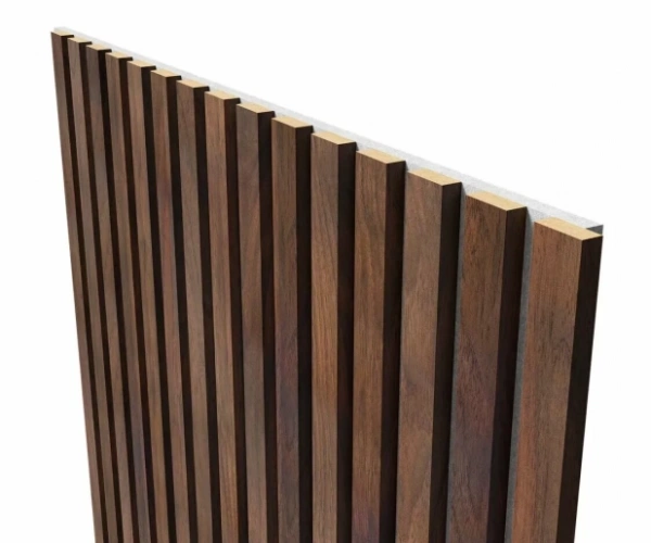 Акустическая панель, серый войлок, 2750х600х19мм, рейки МДФ дуб барон темный