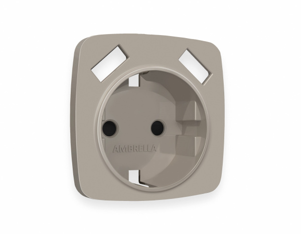 Лицевая панель OMEGA (Серо-бежевый матовый) для электрической розетки с/з со шторками 2USB A+A QUANT OP3690