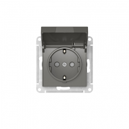 Systeme Electric AtlasDesign Сталь Розетка с заземл. со шторк. с крышкой, 16А,IP20,мех., быстрозажим. клем.