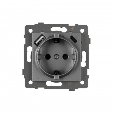 Arlight Механизм розетки с USB зарядкой SCT-MUAC-PL-GR-V (250V, 16A) (-)