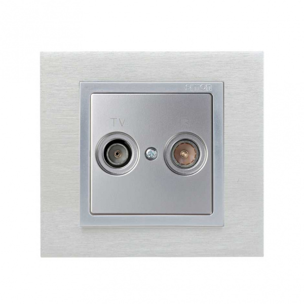 Simon 82 Алюминий Накладка розетки TV 1-ая (символ R-TV)