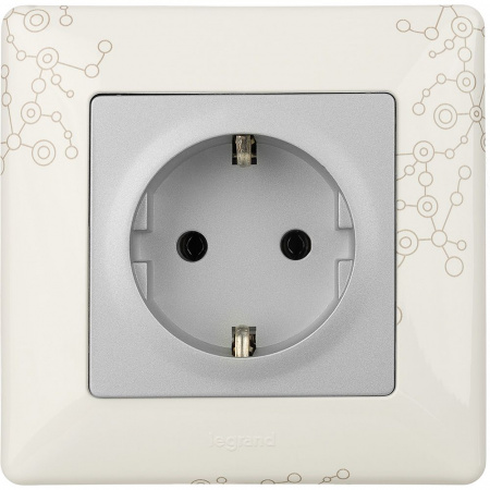 Legrand Valena LIFE DIY Алюм Розетка 1-ая с/з, безвинт.зажим