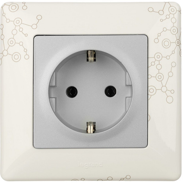 Legrand Valena LIFE DIY Алюм Розетка 1-ая с/з, безвинт.зажим