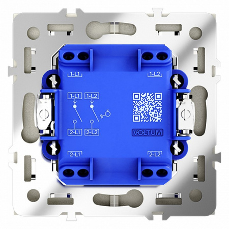 Выключатель с самовозвратом встраиваемый VOLTUM S70 двухклавишный 10А, (сталь)