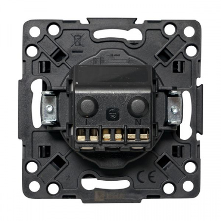 EKF PROxima Стокгольм Черный Розетка с/з, со шторками, 16А ,винт.клеммы