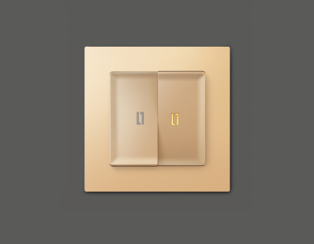 Комплект механизма 2-клавишного выключателя с подсветкой 3200K ALFA MA604010 Шампань QUANT