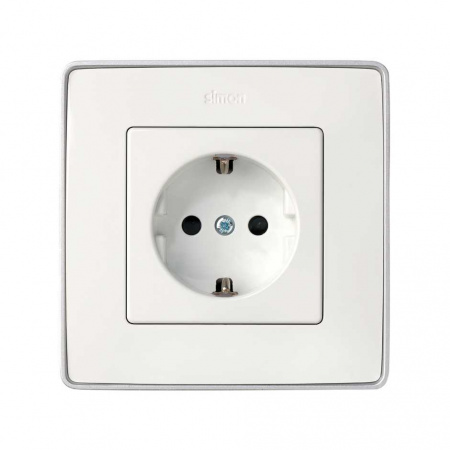 Simon 75 Мех Розетка двухполюсная 2P+E с заземлением, 16А 250В, винт. зажим