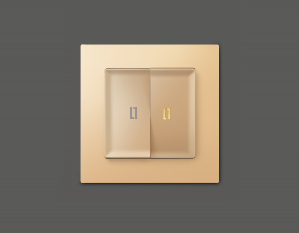 Комплект механизма 2-клавишного выключателя с подсветкой 3200K ALFA MA604010 Шампань QUANT