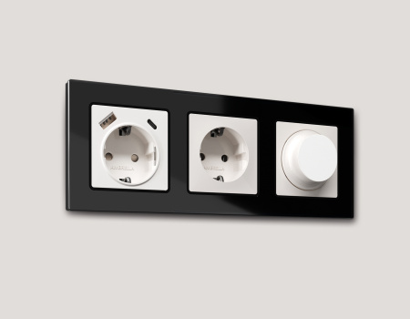 Рамка ALFA Platos (Черный Стекло закаленное натуральное) 3-ая AF380803