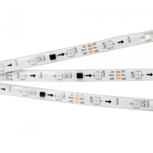 Светодиодная влагозащищенная лента Arlight 7,2W/m 30LED/m 5060SMD разноцветная 5M SPI-SE-B30-10mm 12V RGB-PX3 026369(2)