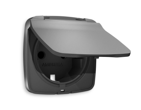 Лицевая панель OMEGA (Антрацит серый) для электрической розетки с заземлением со шторками и крышкой IP44 QUANT OP6580