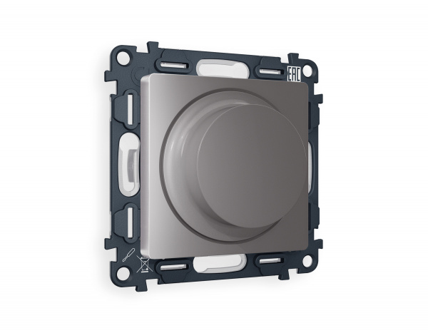 Комплект механизма светорегулятора универсального поворотно-нажимного ALFA MA505510 Сталь матовый 25-600W/LED 5-300W QUANT