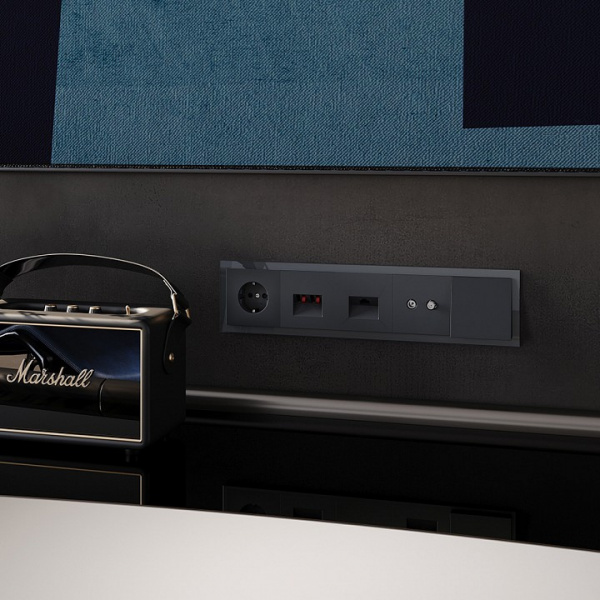 Рамка стеклянная VOLTUM S70 на 5 постов, (графит, стекло) Рамка стеклянная VOLTUM S70 на 5 постов, (графит, стекло)