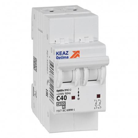 КЭАЗ OptiDin BM63 Автоматический выключатель 2P 40А C 4,5кА AC (BM63-2C40-4,5-УХЛ3)