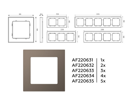Рамка ALFA Techno (Темная бронза матовый) 5-ая AF220635