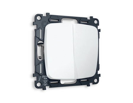 Комплект механизма 2-клавишного выключателя OMEGA MO123010 Белый матовый QUANT